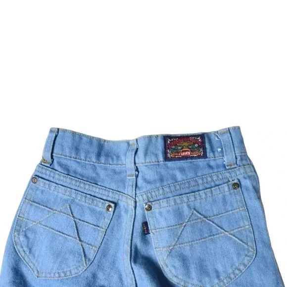 Vintage 70s Big E Levis Barnstormer Bellbottoms Pintuck Flare Denim Jeans22 in